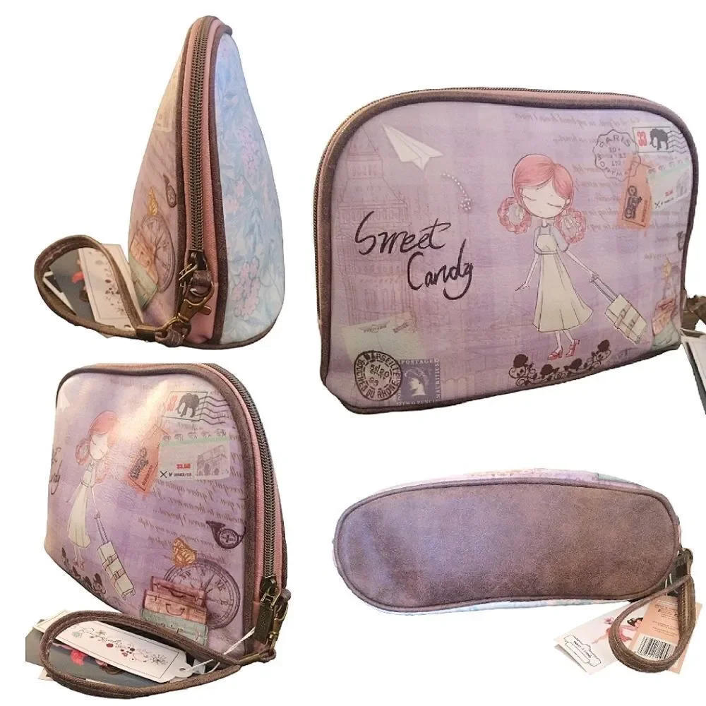 Sweet‎ And Candy Purple Sweet Candy Printed Travel Toiletries Bag NWT Makeup Bag